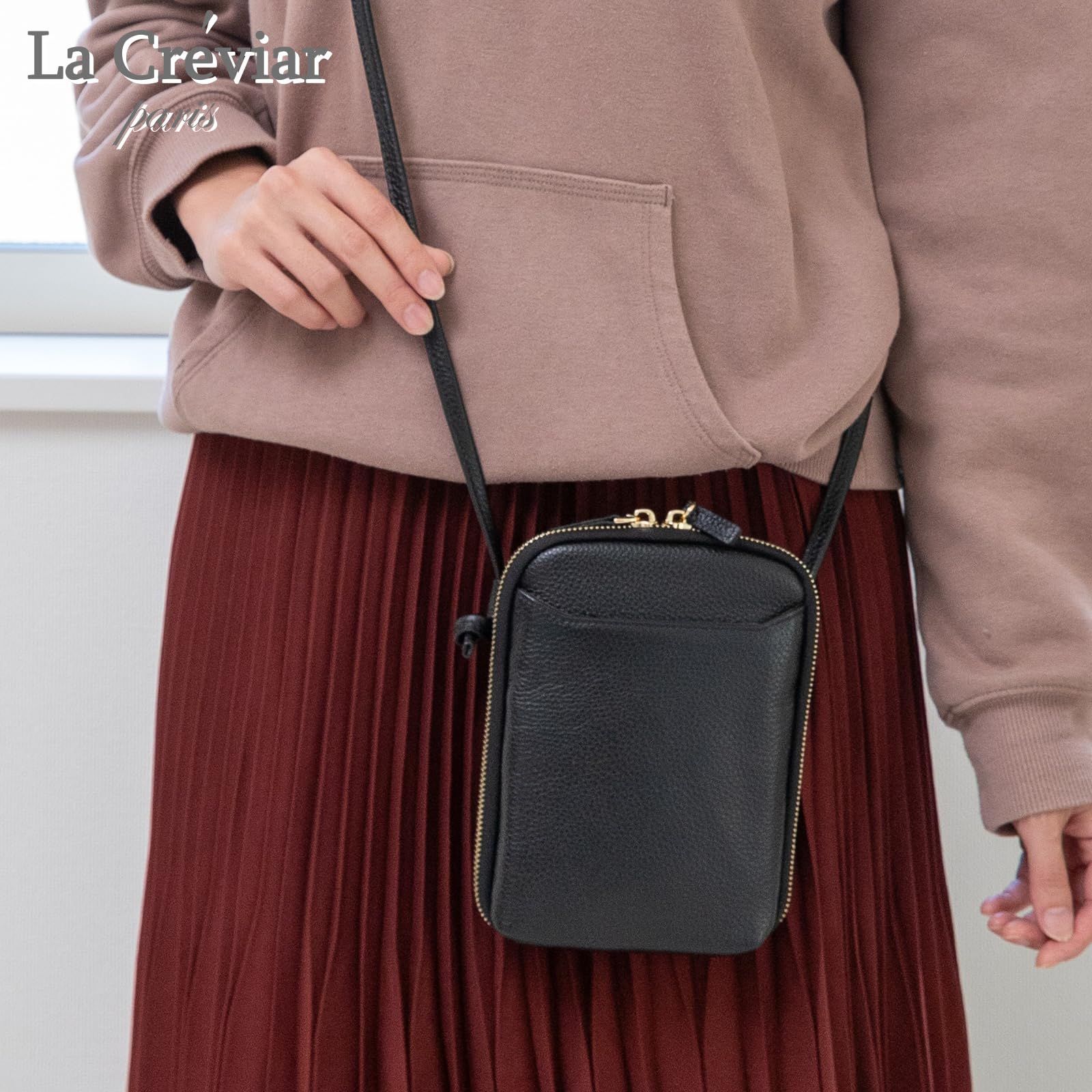 VIVID HORN La Creviar 牛革 スマホ ポシェット レディース ショルダー ポーチ 斜めがけ 財布付き 軽量 ウォレット サコッシュ 本革 肩掛け ストラップ 14300