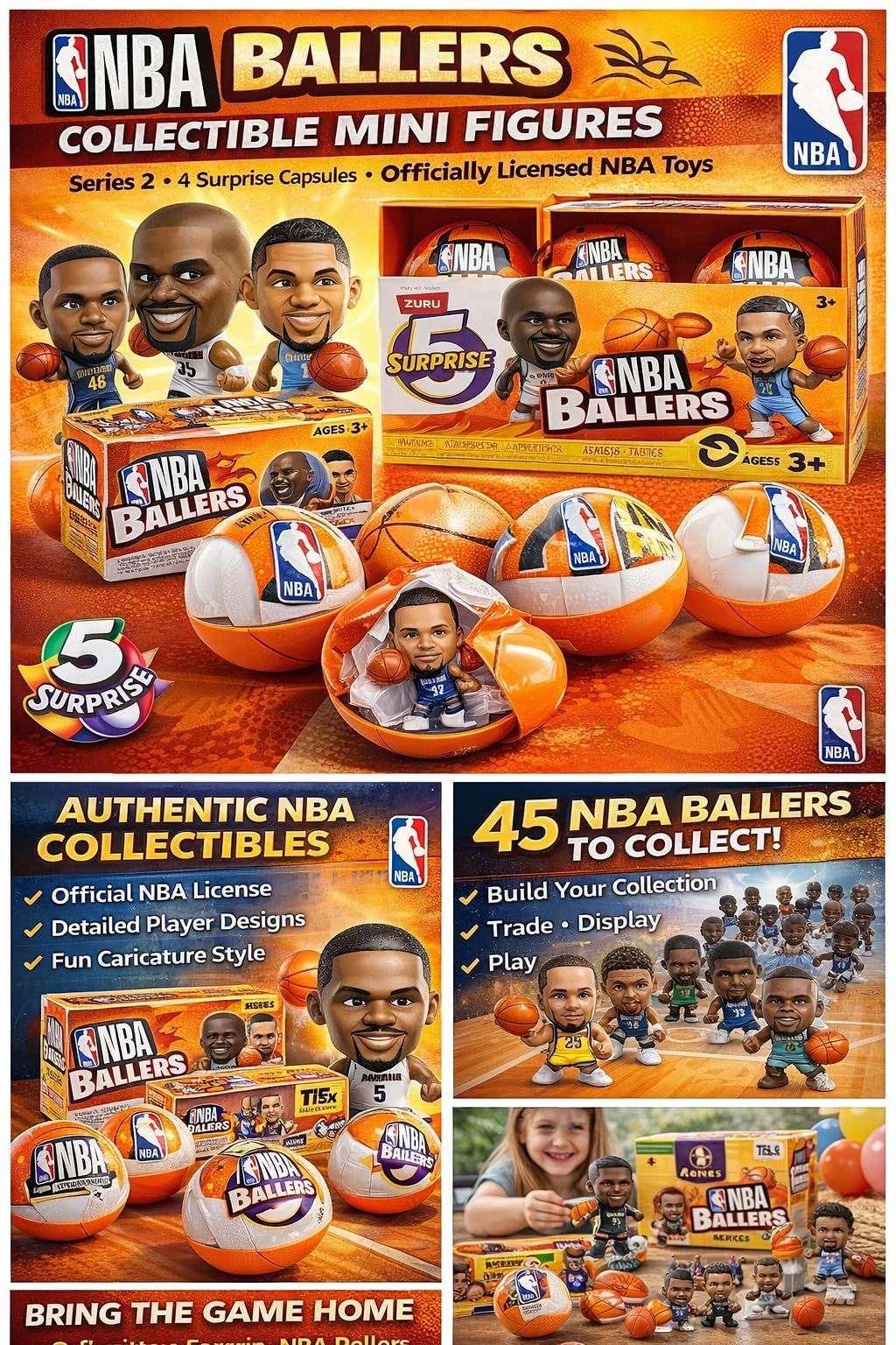 即日発送◎NBA BALLERS バスケットボール5個セット ミニポスター付 早い者勝ち！NBA BALLERS バスケットボール 5個 ミニポスター付 早い者