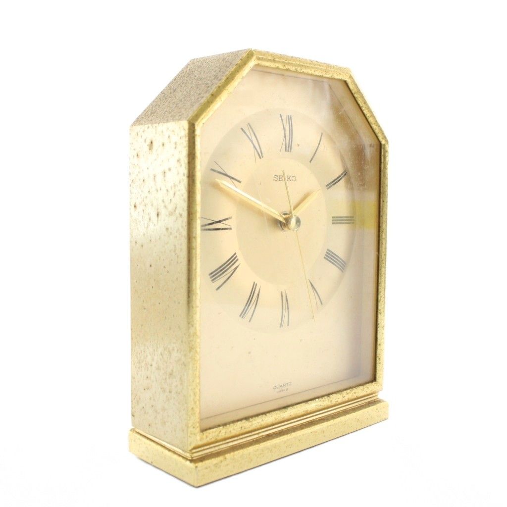 昭和レトロなセイコー アナログ置時計 ゴールド セイコー SEIKO 置時計 ウォッチ インテリア クオーツ アナログ 3針 八