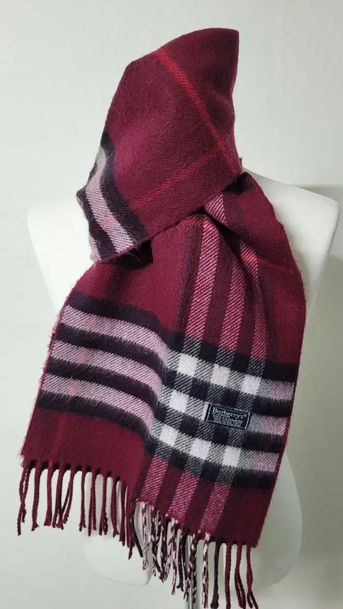 バーバリー 90 s バーガンディ ワイン ノヴァチェック カシミア マフラー