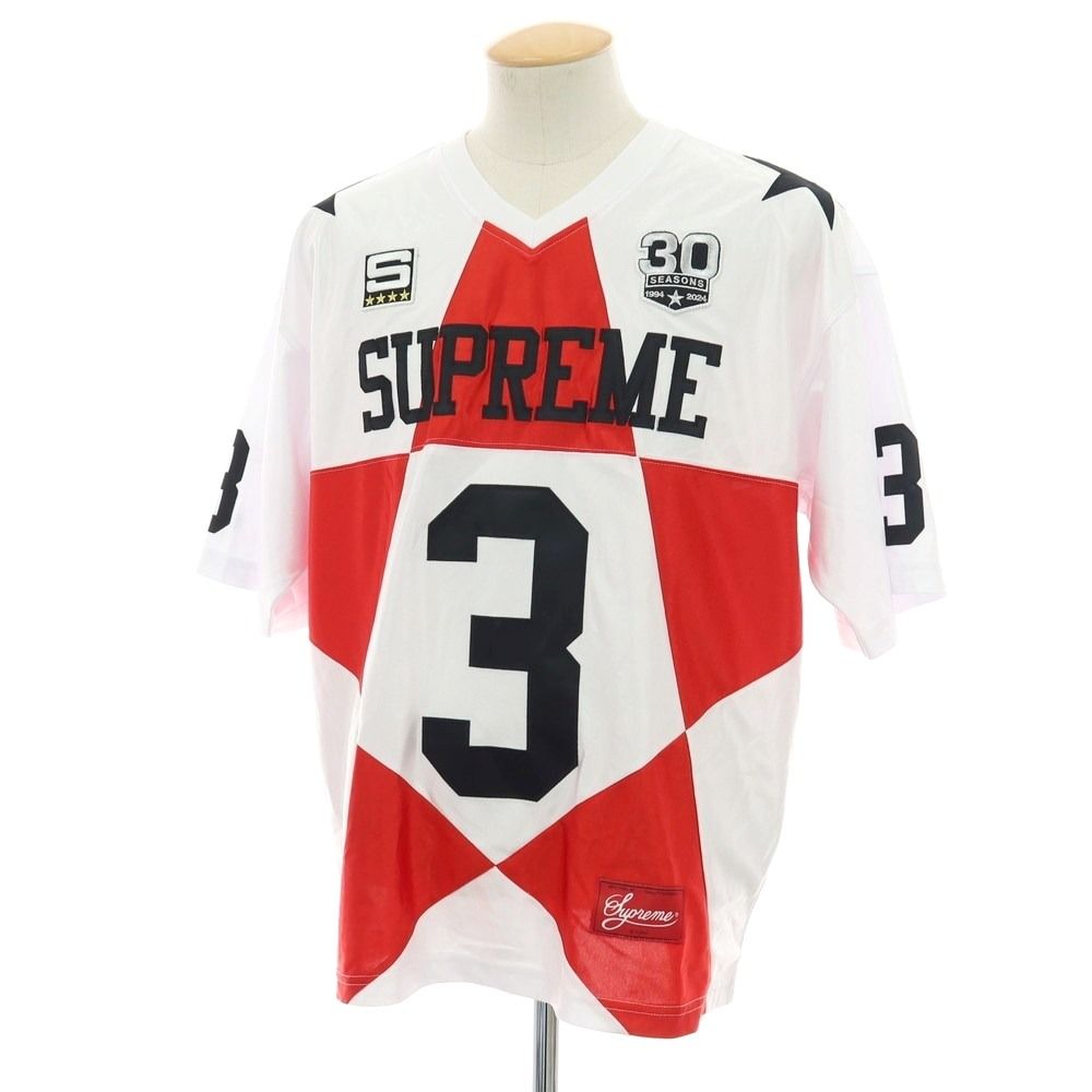 シュプリーム Supreme 2025年秋冬 Star Football Jersey ポリエステル 半袖Ｔシャツ ホワイトxレッド サイズS メンズ