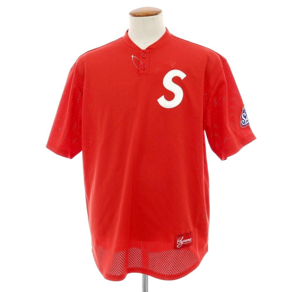 シュプリーム Supreme 春夏 S Logo Baseball Henley ポリエステル 半袖Ｔシャツ レッド サイズM メンズ