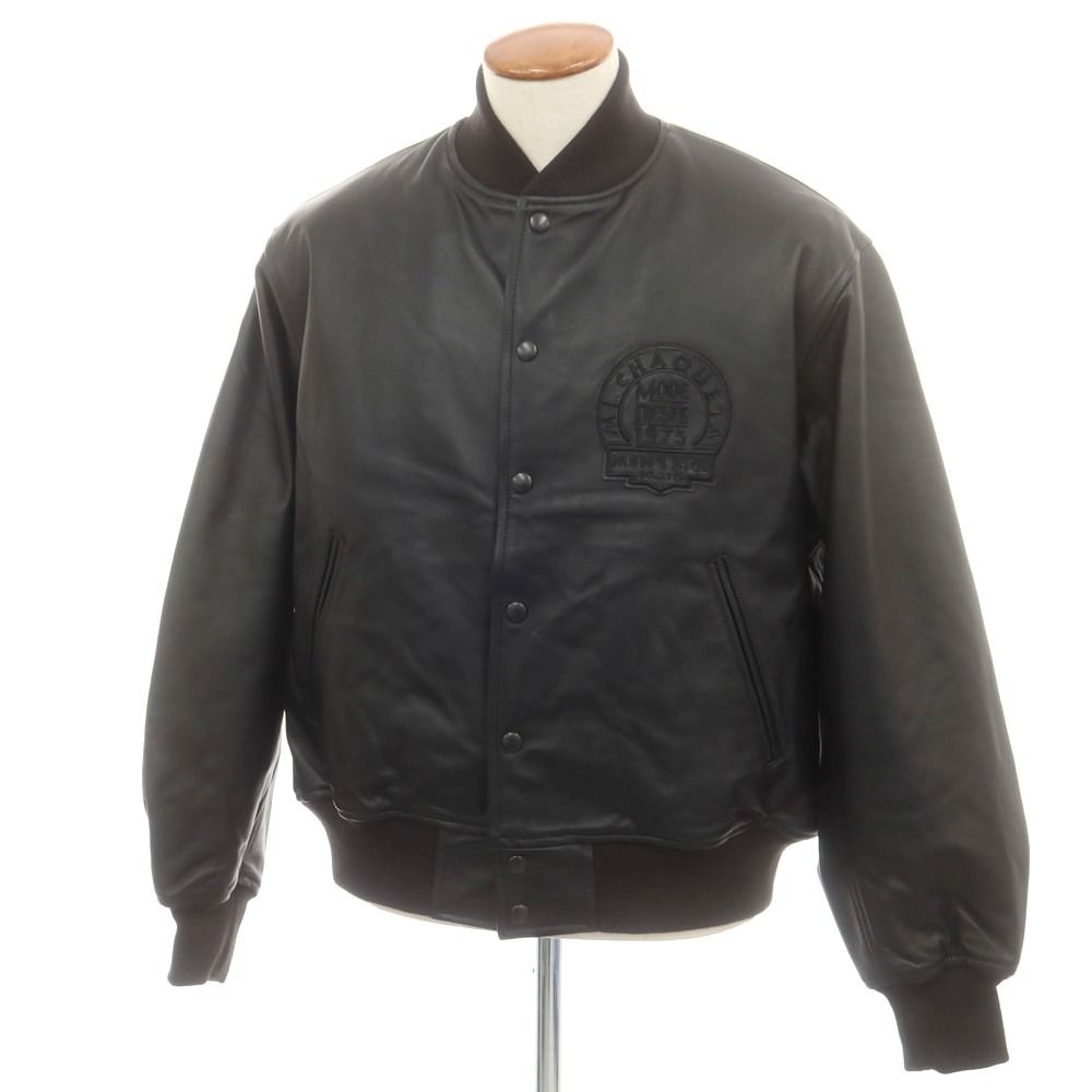 ♥ メンズビギ MEN S BIGI × 中田慎介 秋冬 シープレザー 中綿入り スタジャン ブラック サイズ2 メンズ