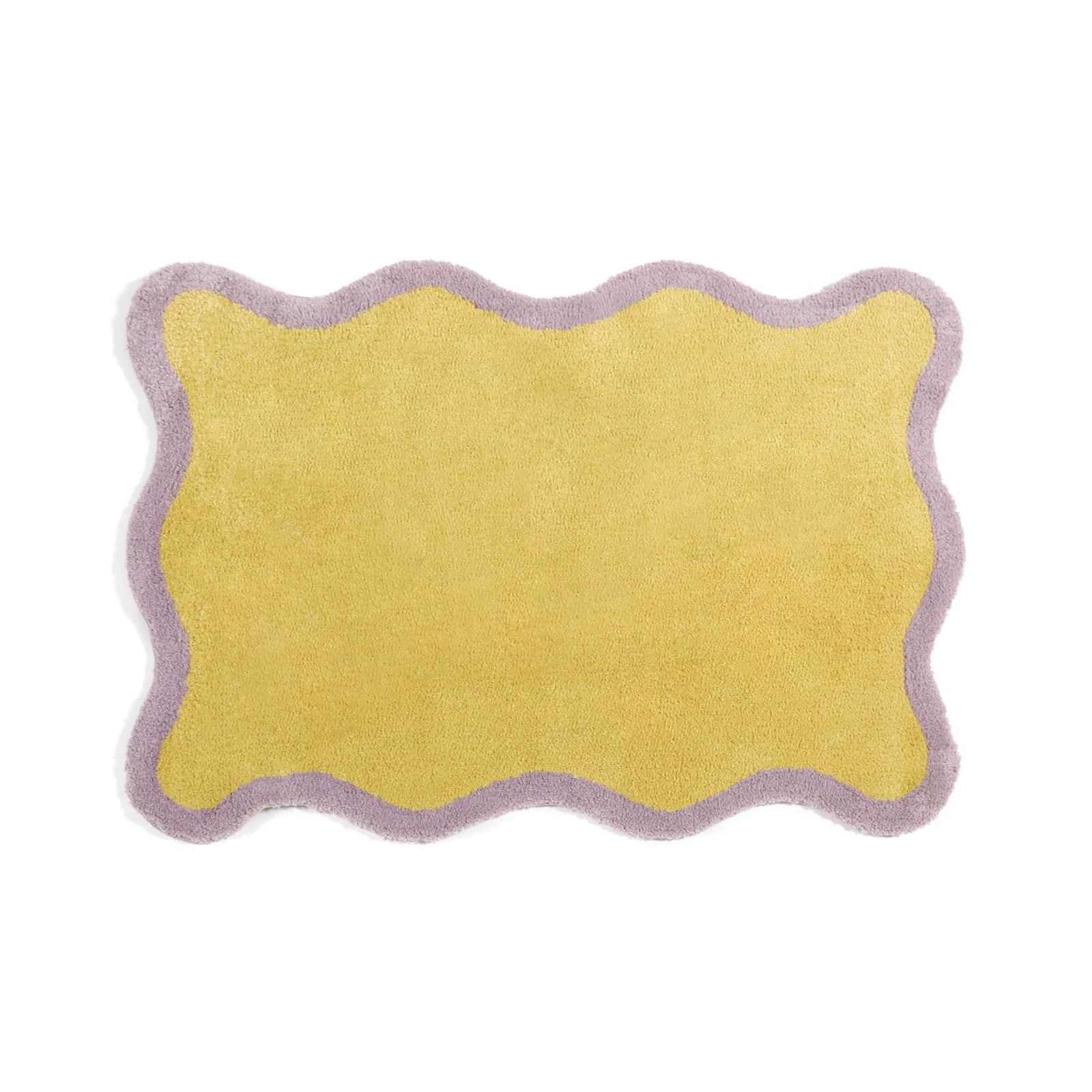 Francfranc フランフラン ウェーブ フレーム ラグ S イエロー×パープル 床暖房対応 ホットカーペット対応 こたつ対応 洗濯可 バイカラー ウェーブライン 滑り止め加工付き 絨毯 カーペット