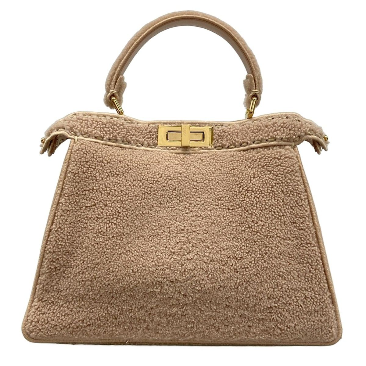 FENDI フェンディ ハンドバッグ ピーカブーアイシーユーミディアム 8 BN 321 ピンクベージュ 内ポケット取り外し可 ムートン