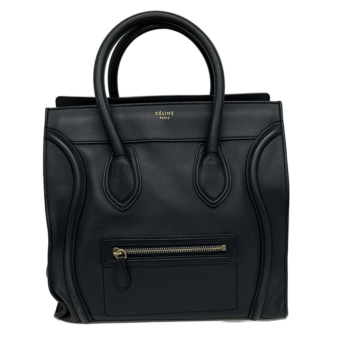 CELINE セリーヌ ハンドバッグ ラゲージミニショッパー ネイビー レザー