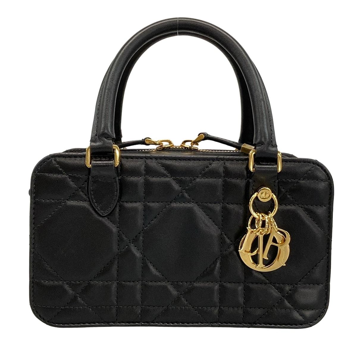 DIOR|ChristianDior ディオール|クリスチャンディオール ハンドバッグ マイディオール|カナージュステッチ _900 U 黒 ラムスキン