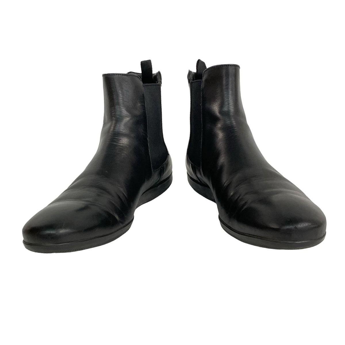 PRADA プラダ ショートブーツ 9 メンズ - 黒 サイドゴア レザー