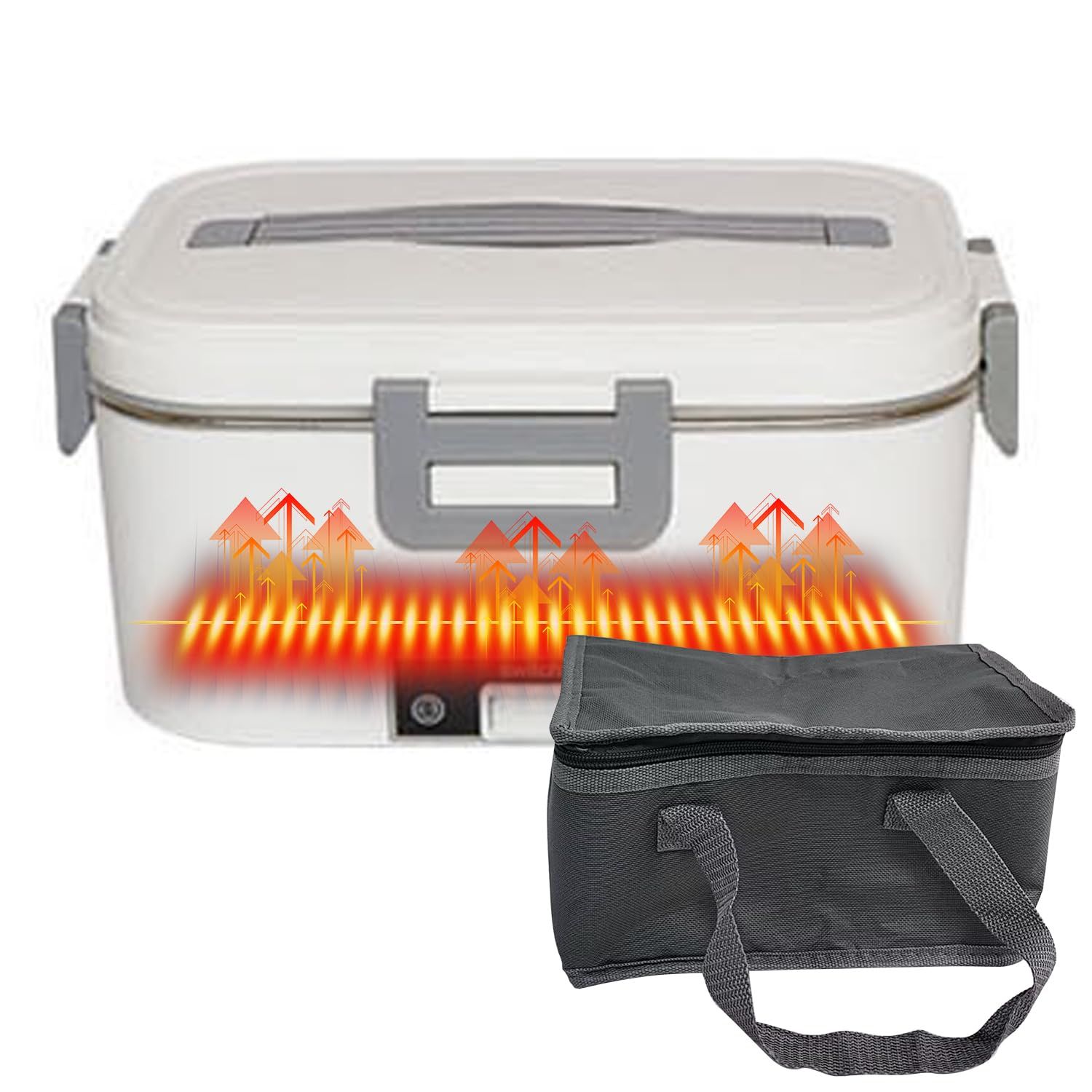 電気弁当箱 大容量1.8 L加水不要 静音 異臭なし 二重構造 鮮度保持 ランチウォー 12 V|24 V車載用 家庭用 仕切り皿付き 汁漏れ防止 急速加熱 ランチボックス 持ち運びに便利