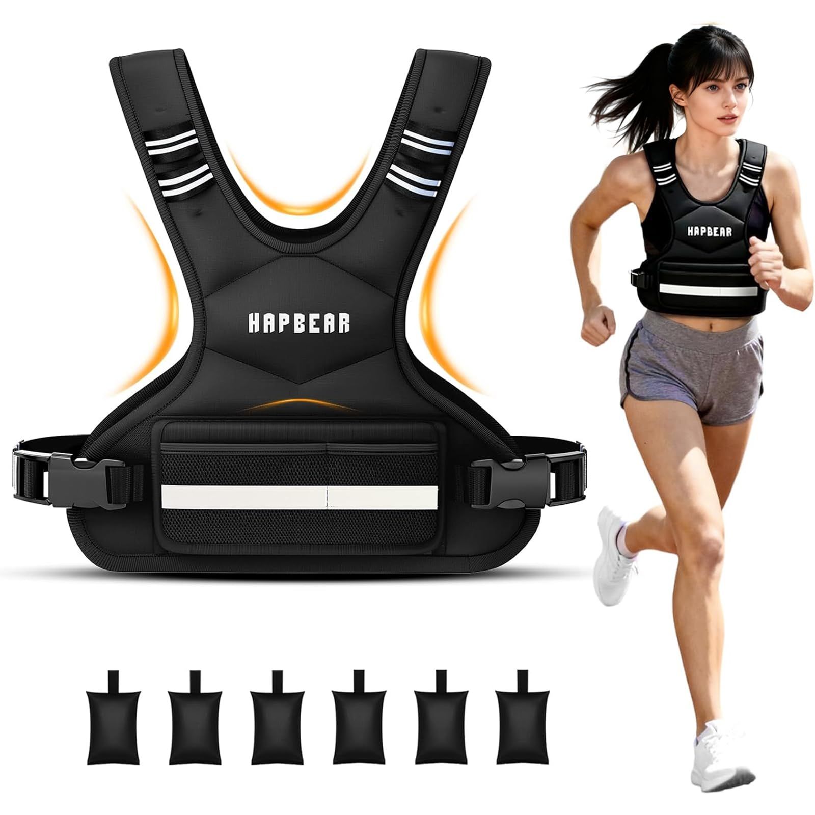 HAPBEAR ウエイトベスト 5 kg 調整 加重ベスト パワーベスト ウエイトジャケット 通気メッシュ 男女兼用 筋トレ ランニング対応 荷重ベスト 収納ポケット付き 重りベスト