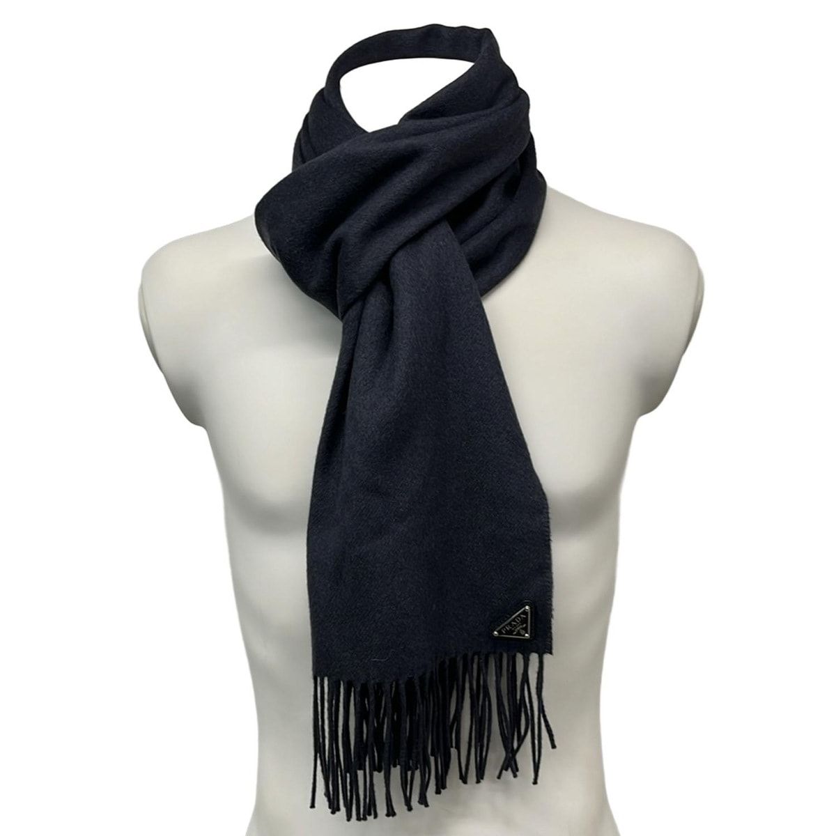 PRADA ネイビーカシミヤ マフラー（美品） PRADA(プラダ) マフラー美品 - 1FS005 ネイビー 2024年 カシミヤ