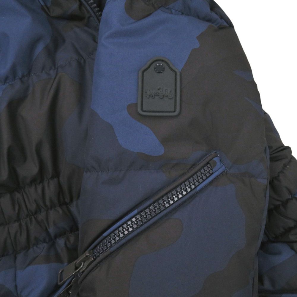 美品 コーチ カモフラージュ 迷彩柄 ダウン ブルー ダウンジャケット