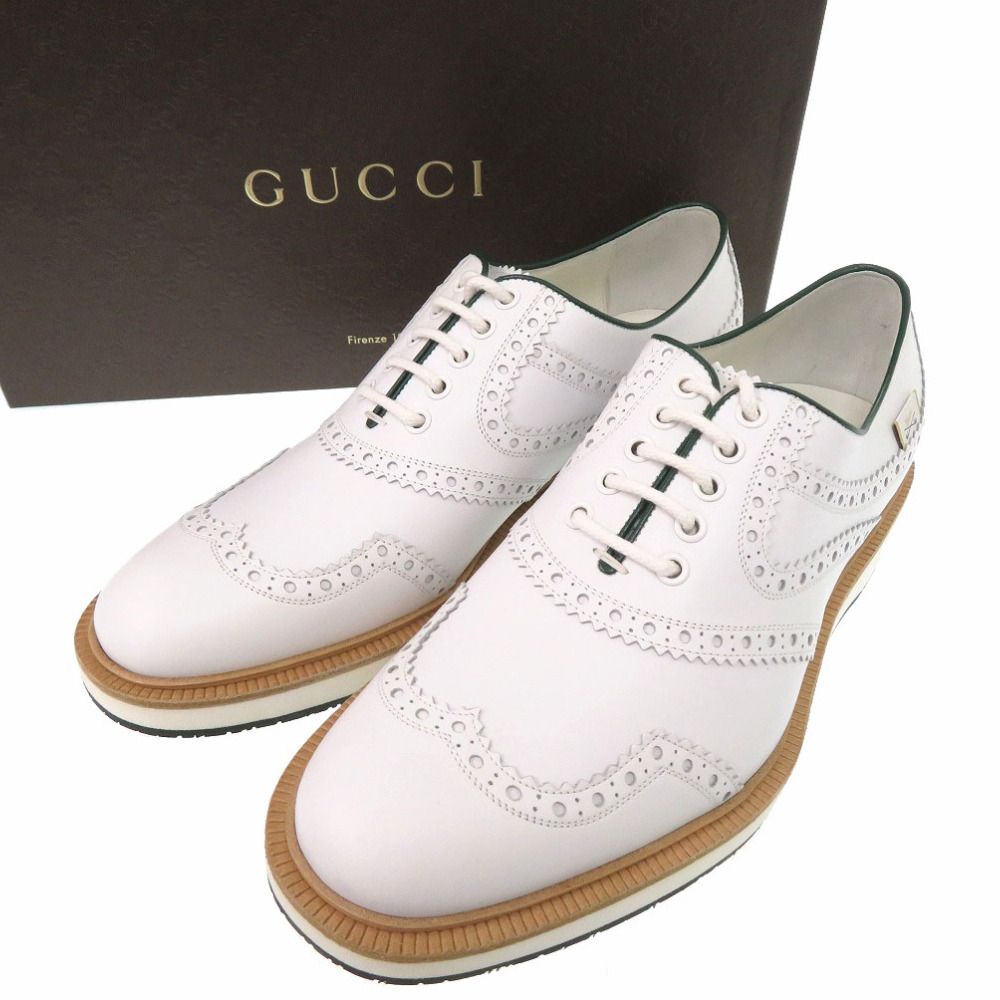グッチ ゴルフシューズ レザーシューズ レザー ホワイト 1438 GUCCI