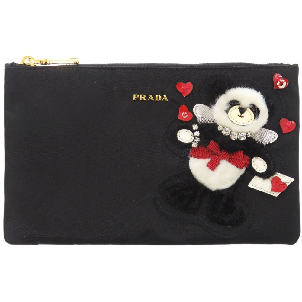 プラダ パンダ ナイロン ブラック ポーチ 黒 1403 PRADA