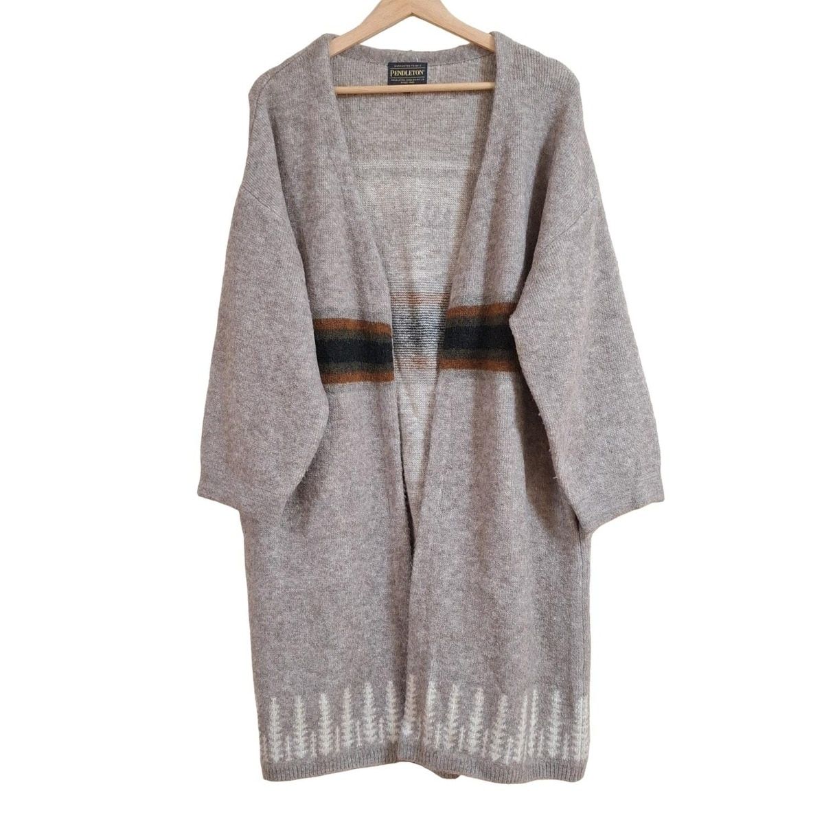 PENDLETON ペンドルトン カーディガン サイズF メンズ - ブラウン×ベージュ×マルチ 長袖|ロング丈|B MING by BEAMSコラボ