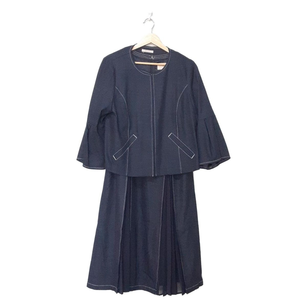 Rose Tiara ローズティアラ ワンピーススーツ レディース - ダークネイビー プリーツ|コサージュ付き