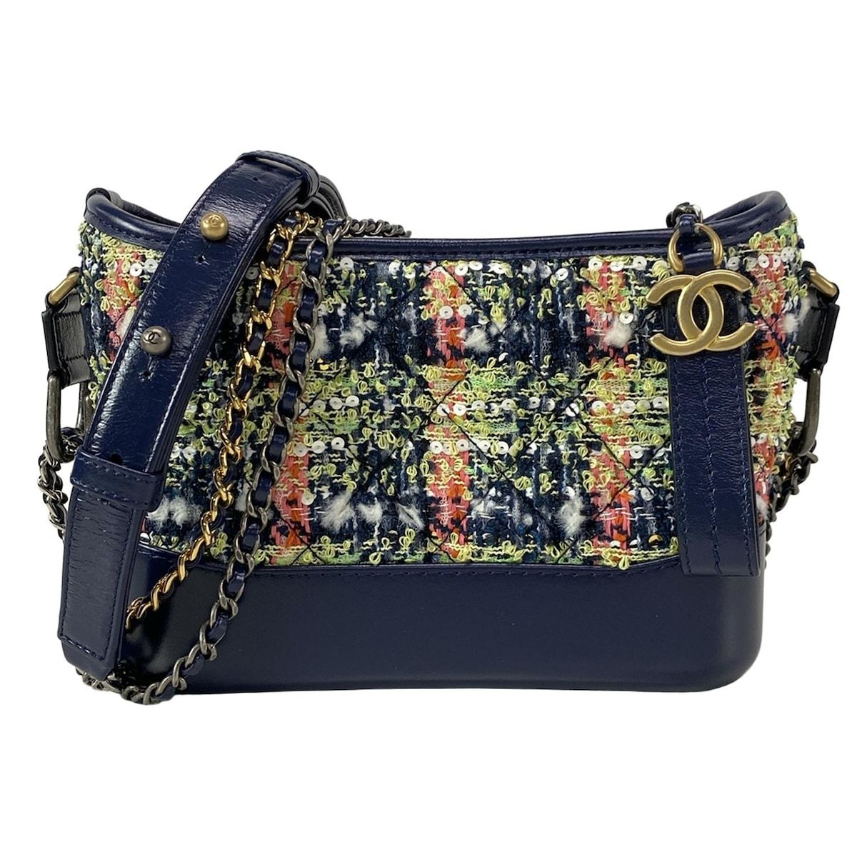 CHANEL シャネル ショルダーバッグ ガブリエル ドゥ スモール ホーボー バッグ A 91810 ネイビー×マルチ レザー