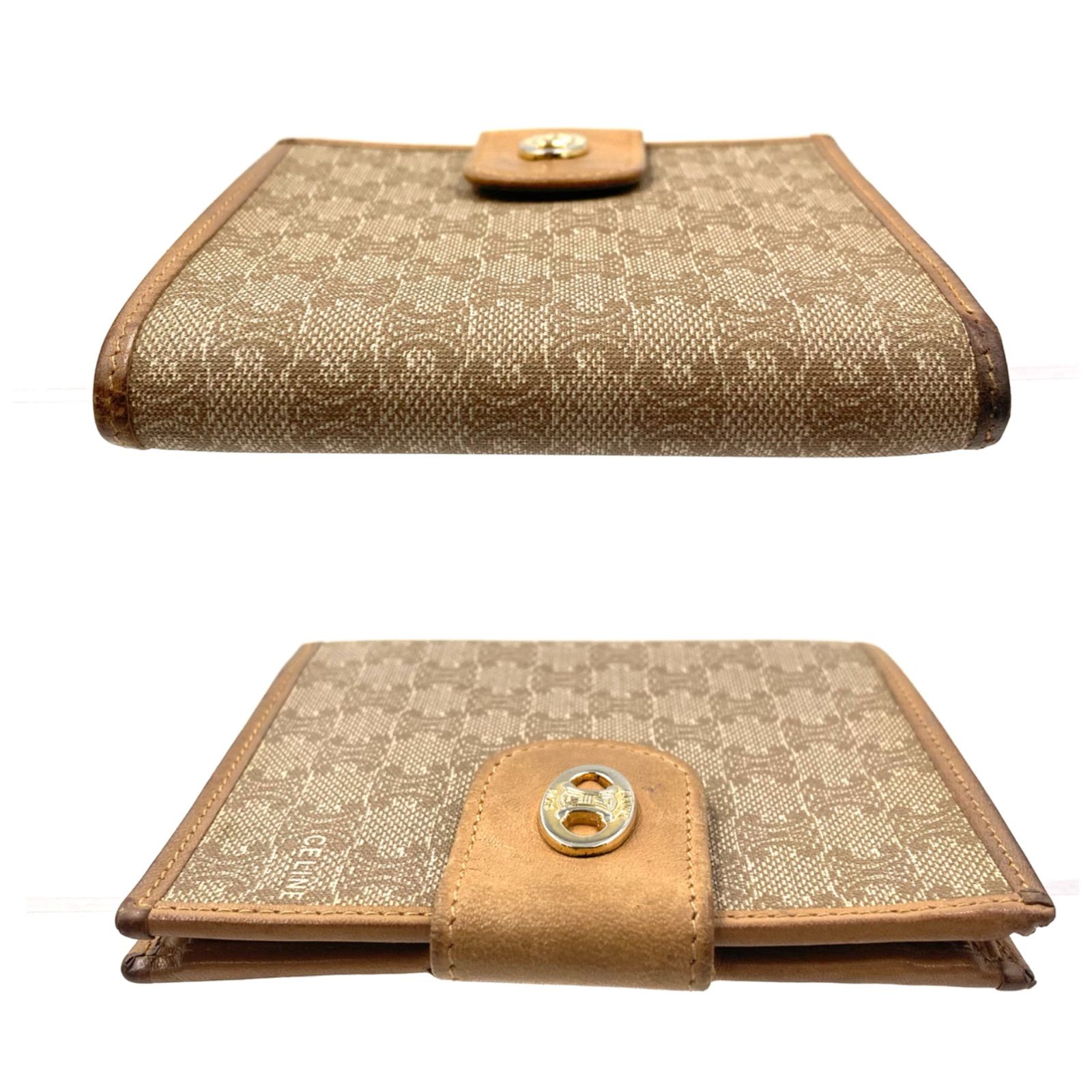 CELINE セリーヌ マカダム総柄 二つ折り財布 PVC×レザー ブラウン