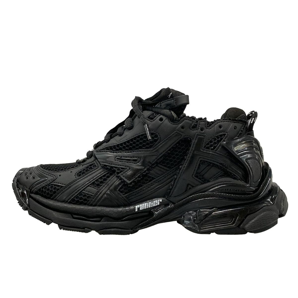 バレンシアガ スニーカー 40 メンズ RUNNER ランナー 677403 黒 21 AW|ユーズド加工|メッシュ