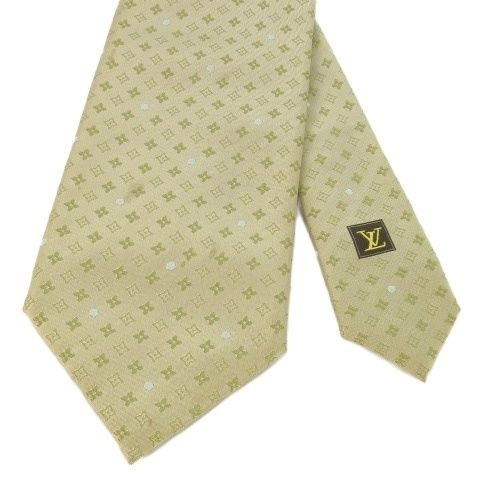 美品✨Louis Vuitton ネクタイ　シルク　絹　ゴールド　M 75653 ルイヴィトン LOUIS VUITTON ネクタイ レギュラー 絹 シルク ロゴ