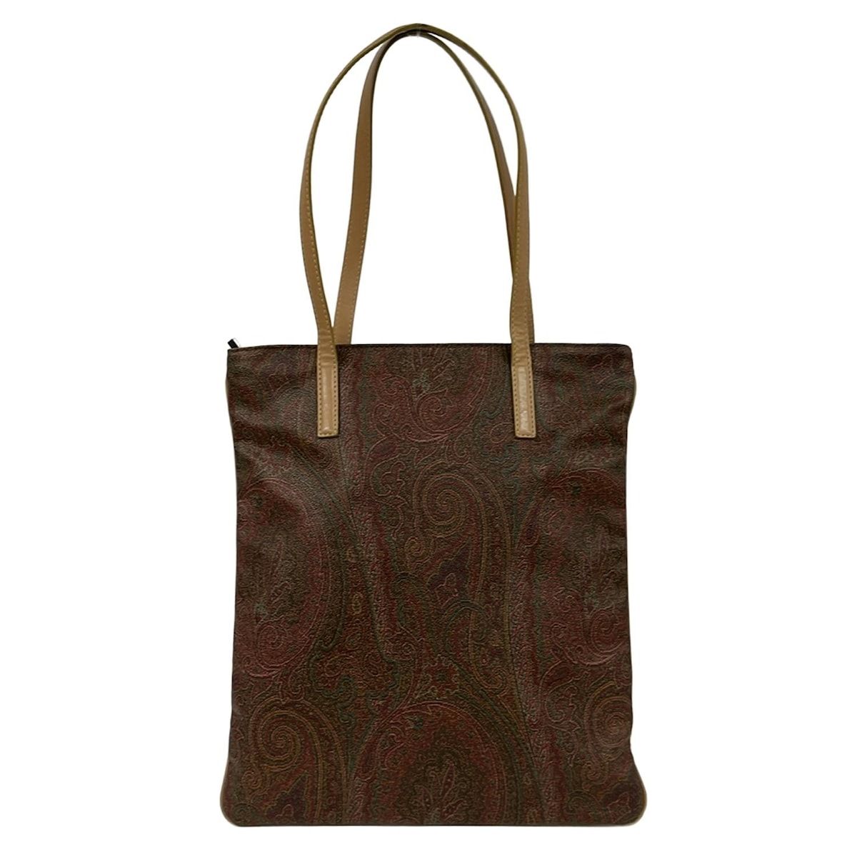 ETRO エトロ トートバッグ - ダークブラウン×マルチ ペイズリー柄 レザー