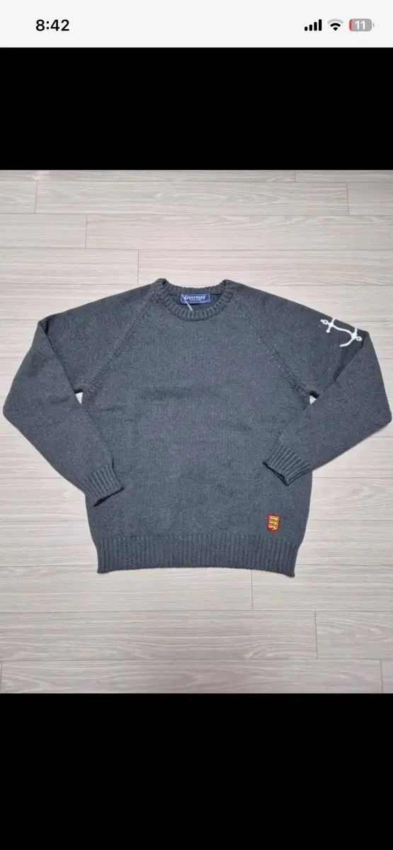 ガンジーウーレンズ クルーネック コットンセーター ダークグレー XL