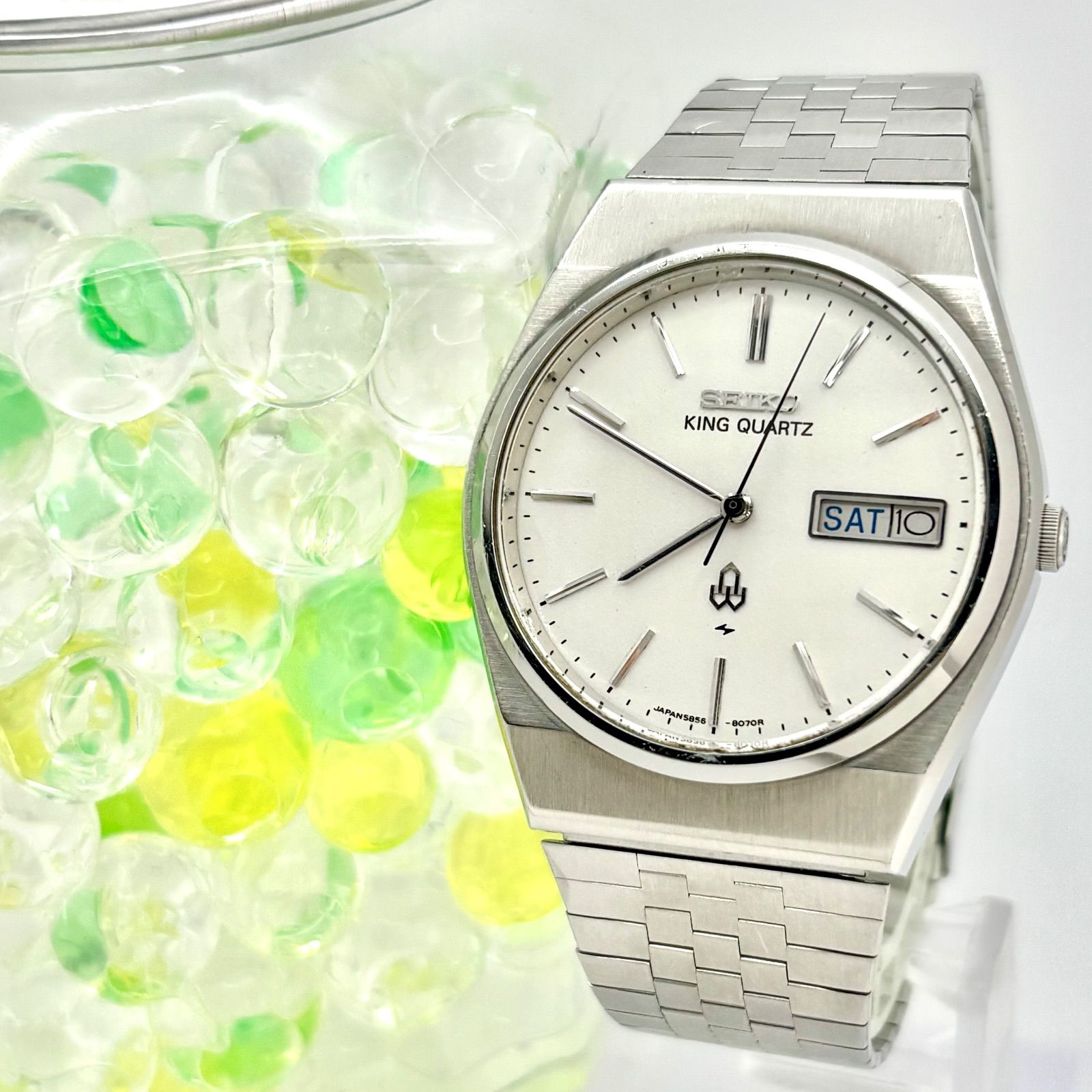 美品 稼働品 ビンテージ セイコーキングクオーツ メンズ腕時計 シルバー レア 新品電池】SEIKO セイコー KING QUARTS キングクォーツ メンズ 腕時計