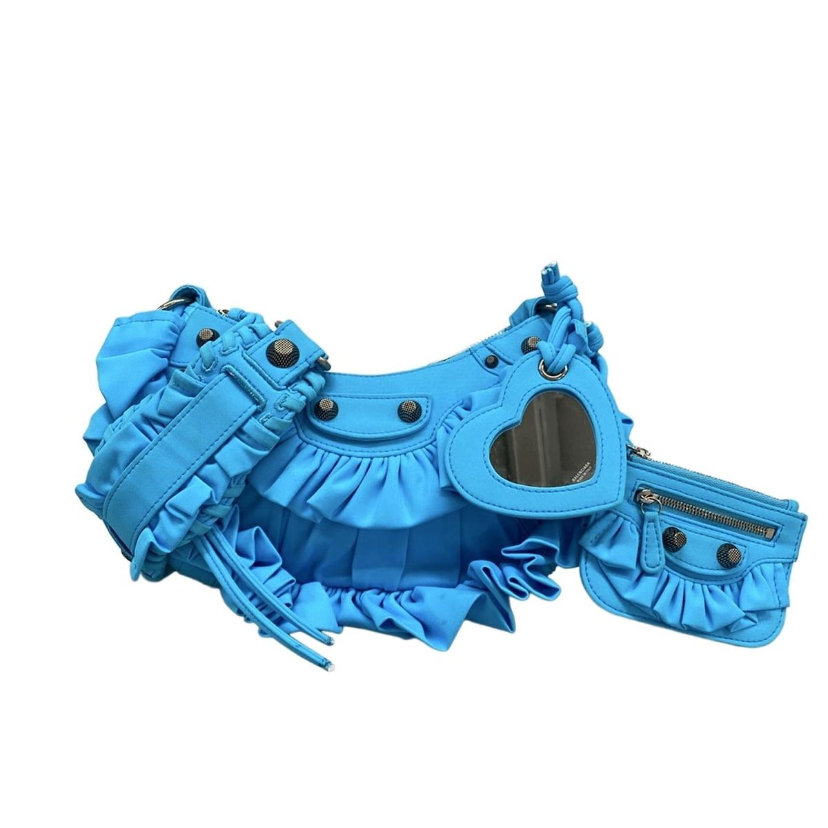 バレンシアガ ショルダーバッグ ル カゴール XS 671309 ブルー フリル