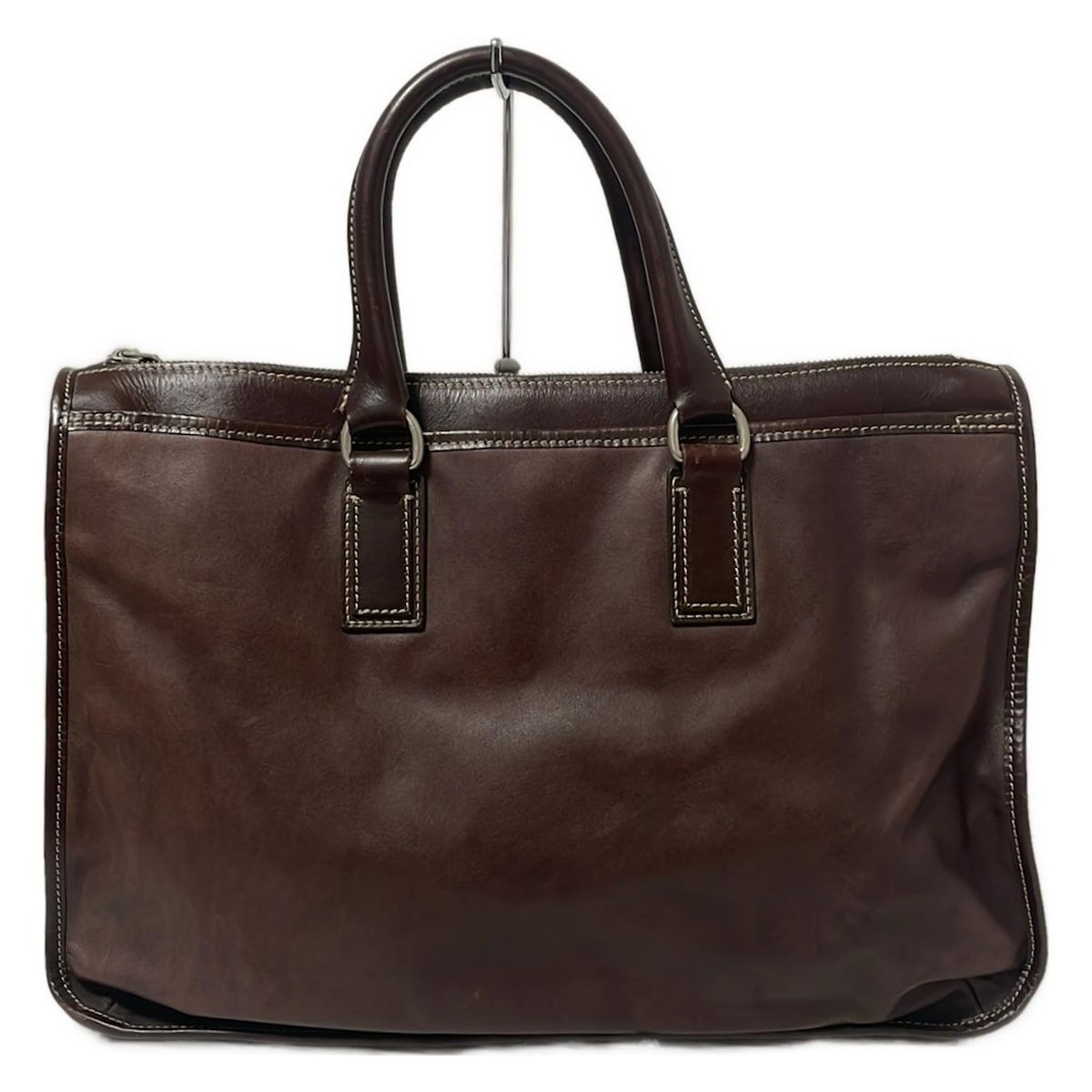 FRANK DANIEL フランクダニエル ビジネスバッグ - ダークブラウン 本体ロックなし レザー