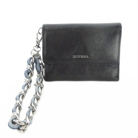 DIESEL ディーゼル 折り財布　ウォレットチェーン ディーゼル DIESEL 三つ折財布 ウォレット 小銭入れあり レザー ロゴ