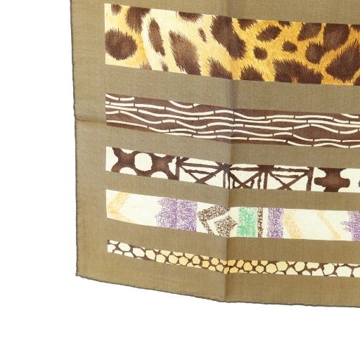 【中古】サルヴァトーレフェラガモ Salvatore Ferragamo スカーフ スクエア 大判 シルク 絹 ロゴ アニマル 茶 サルヴァトーレフェラガモ Salvatore Ferragamo 大判スカーフ ストール