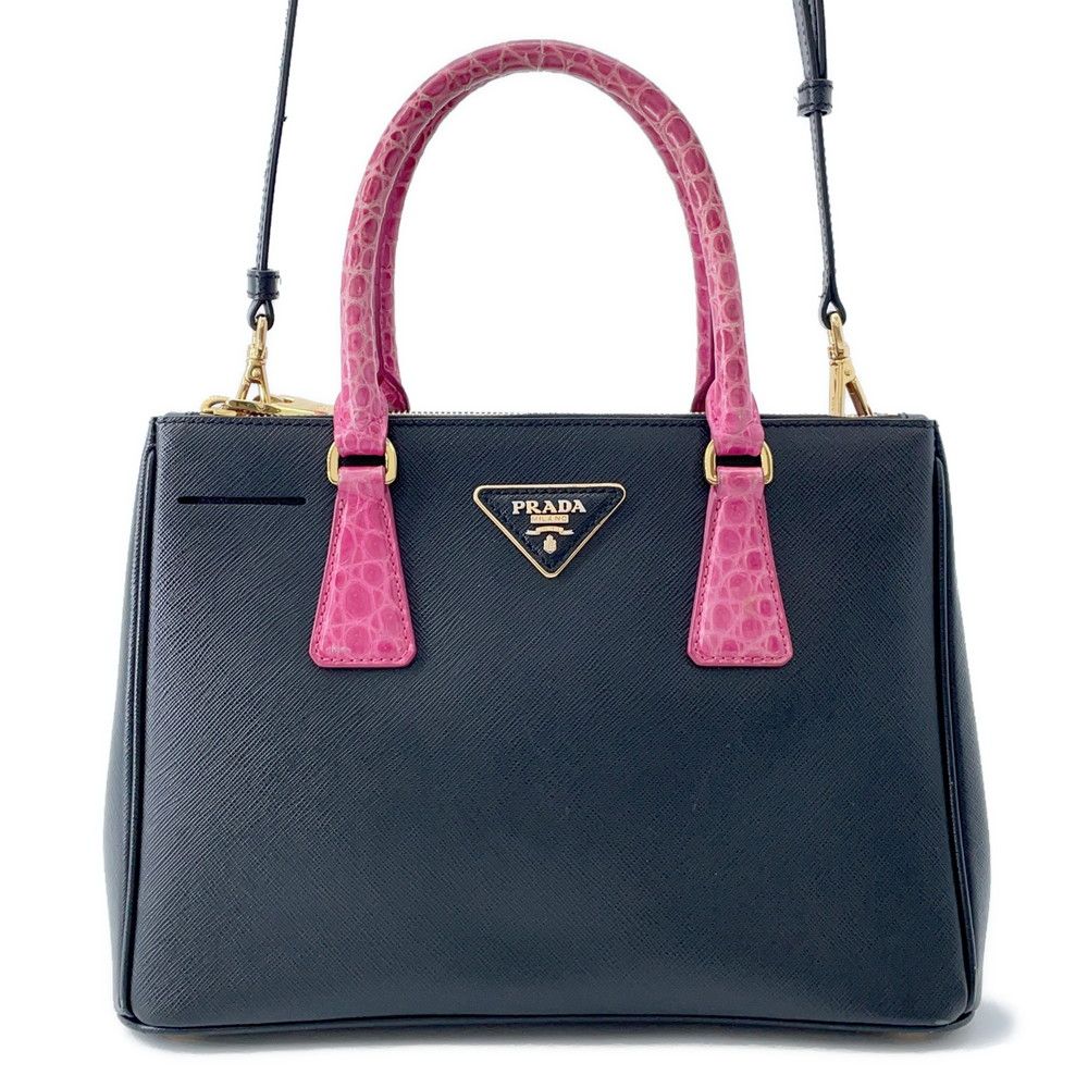 プラダ ハンドバッグ サフィアーノ ガレリア クロコダイル 1 BA 863 PRADA 2 way 黒