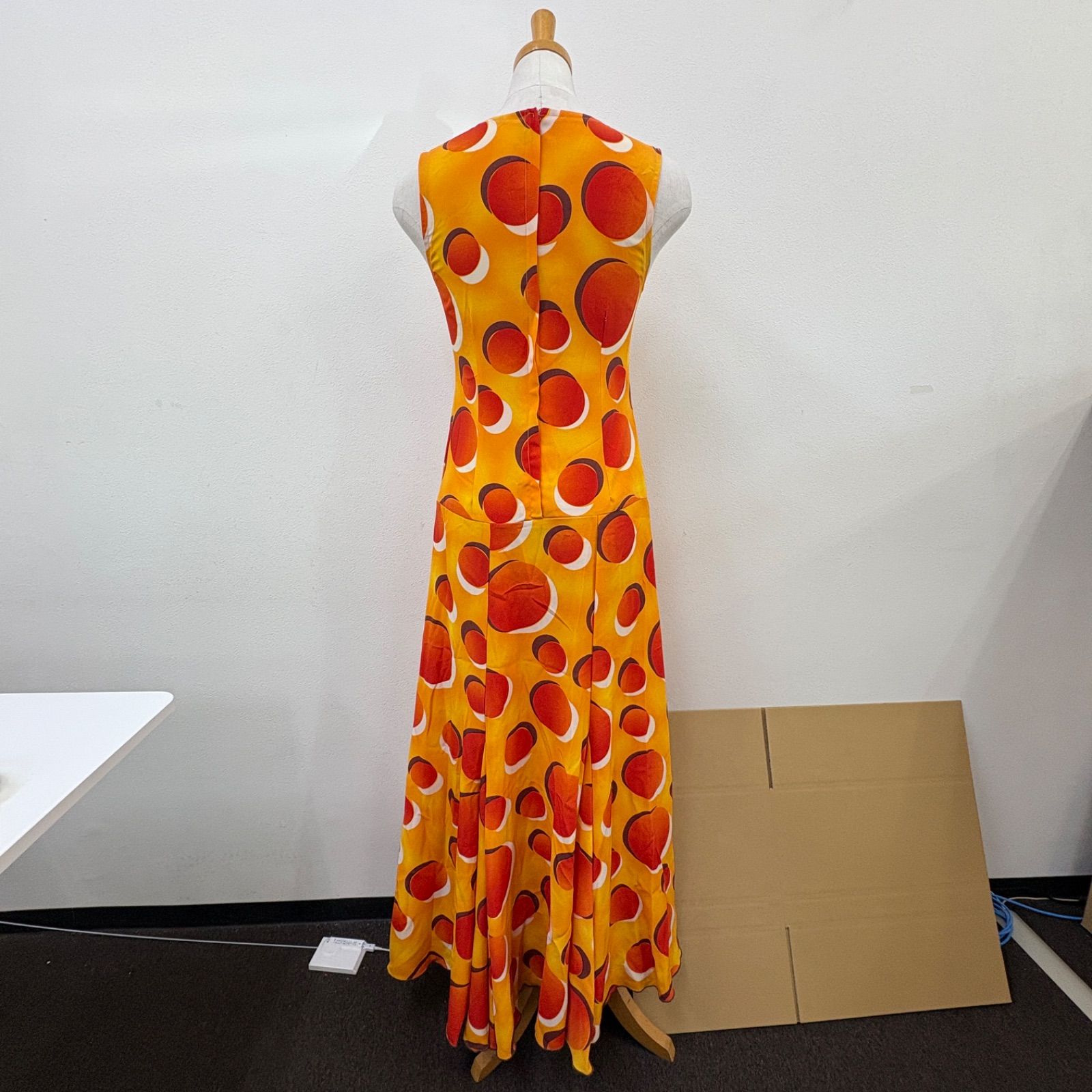 フラメンコ衣装 ドレス オレンジ ドット ノースリーブ - メルカリ