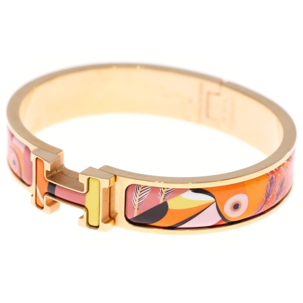 HERMES (エルメス) クリッククラック 孔雀 柄 Hロゴ バングル