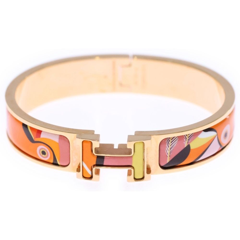 HERMES (エルメス) クリッククラック 孔雀 柄 Hロゴ バングル