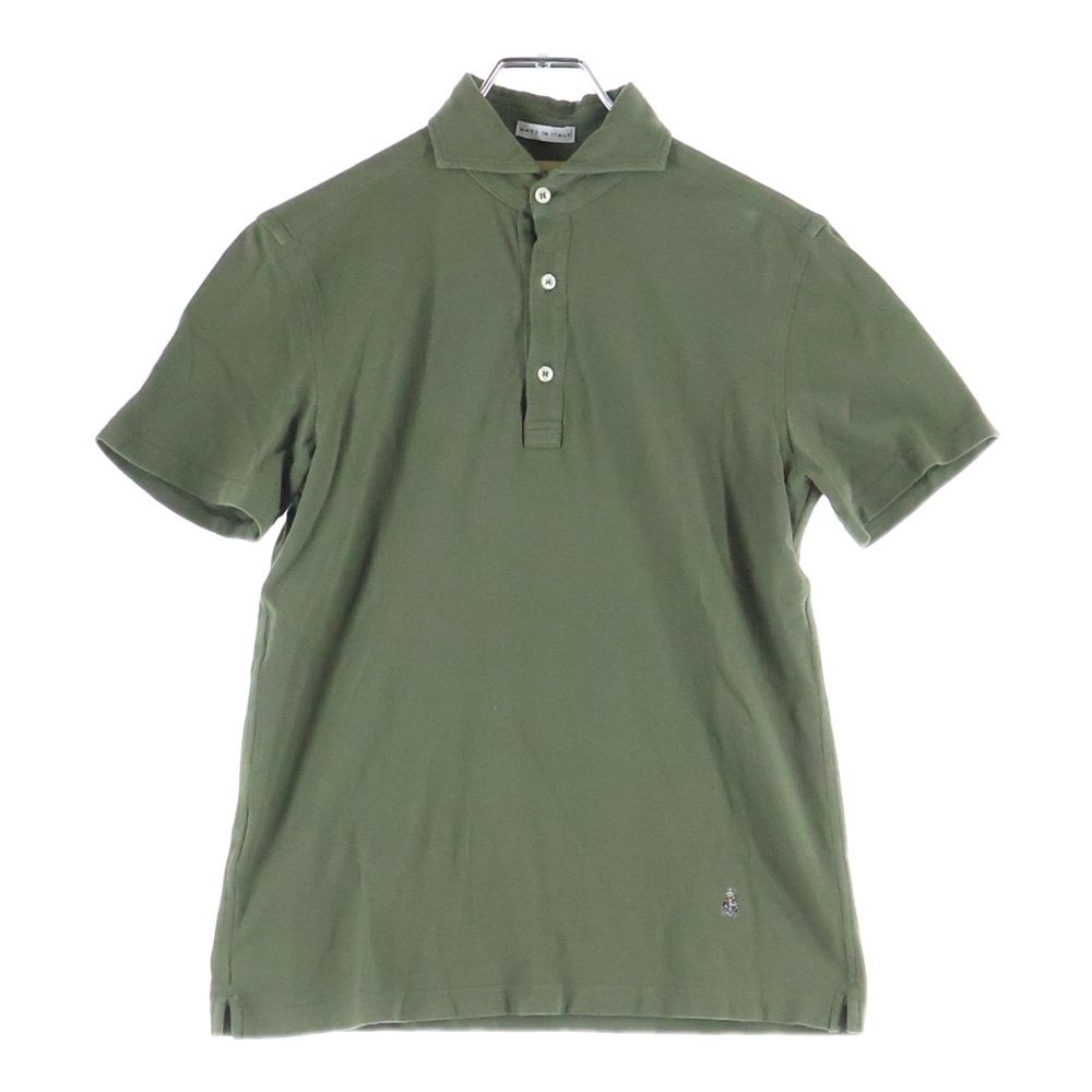 美品 イタリア製 GUY ROVER ワイドカラー 緑 無地 半袖 ポロシャツ 美品 イタリア製 GUY ROVER ワイドカラー 緑 無地 半袖 ポロシャツ