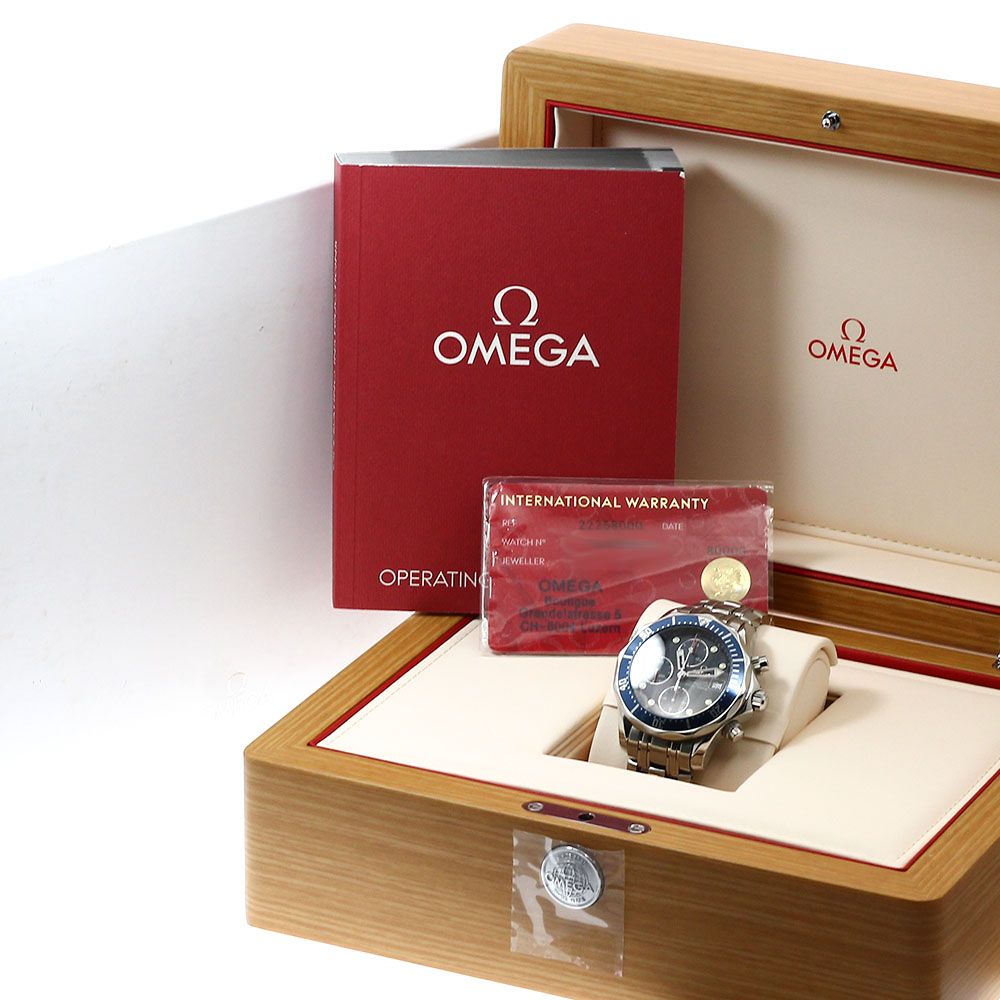 オメガ OMEGA 2225.80 シーマスター300 デイト クロノグラフ 自動巻き メンズ 箱 保証書付き_935671