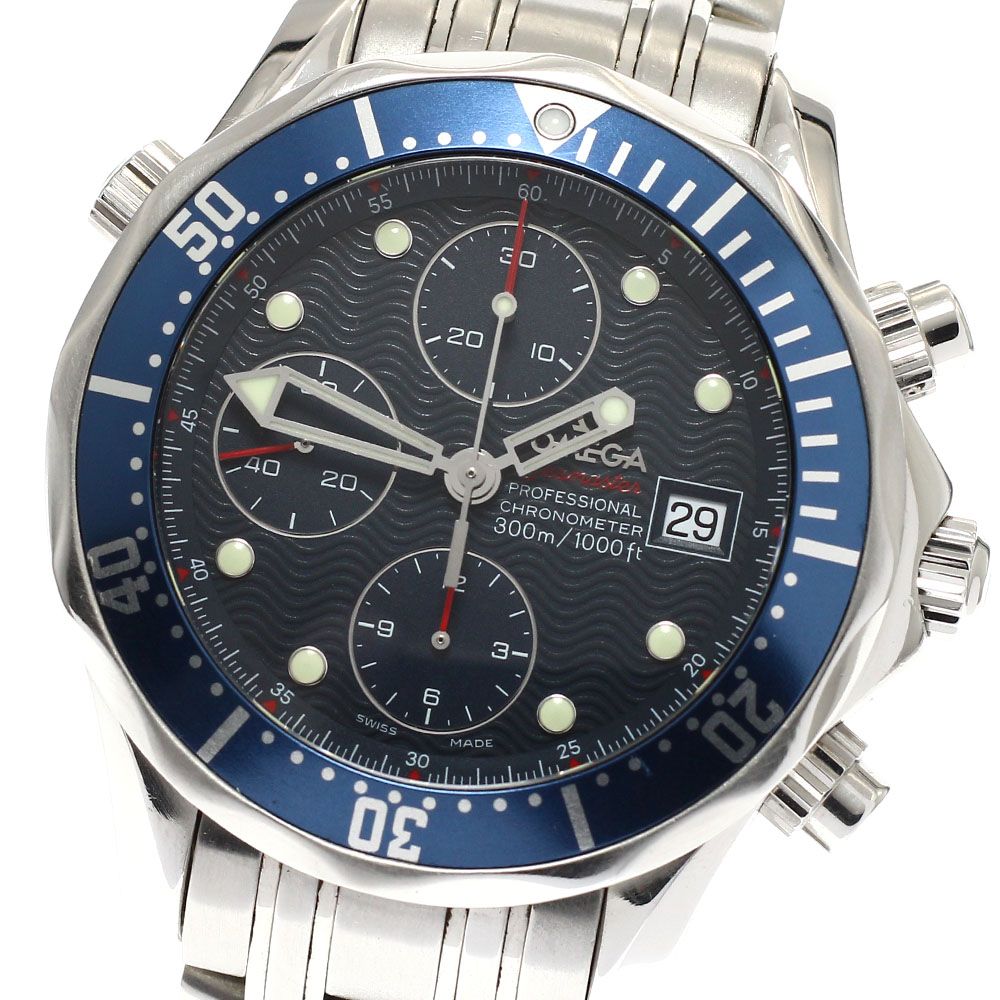 オメガ OMEGA 2225.80 シーマスター300 デイト クロノグラフ 自動巻き メンズ 箱 保証書付き_935671