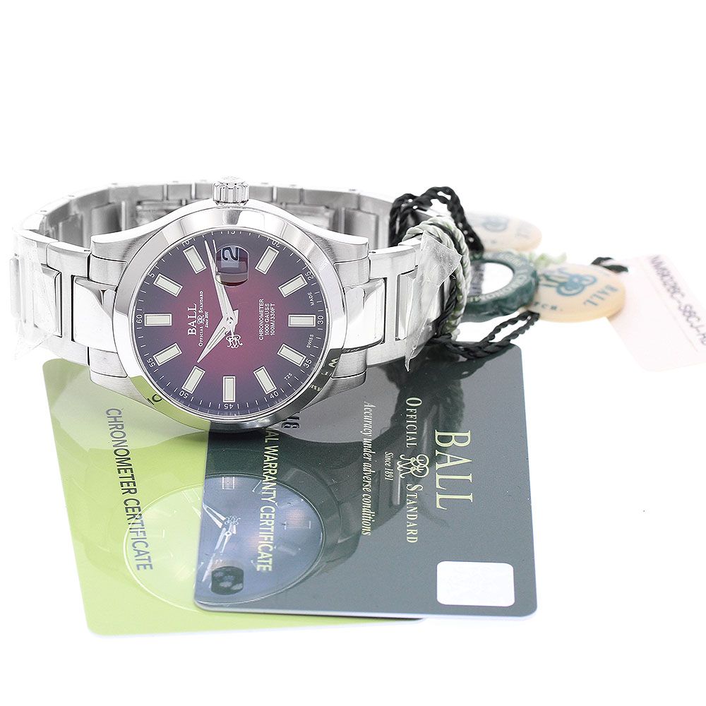 ボールウォッチ NM 9026 C-S 6 CJ-RD マーベライト クロノメーター デイト 自動巻き メンズ ♥品 内箱 保証書付き_935386