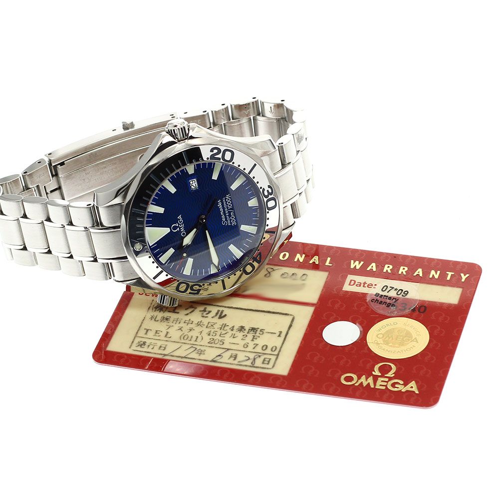 オメガ OMEGA 2265.80 シーマスター 300 デイト クォーツ メンズ 保証書付き_921665