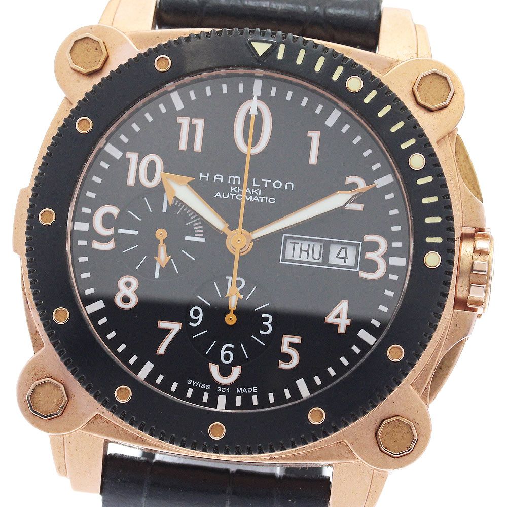 ハミルトン HAMILTON H786460 カーキ ビロウゼロ クロノグラフ デイデイト 自動巻き メンズ 保証書付き_934915