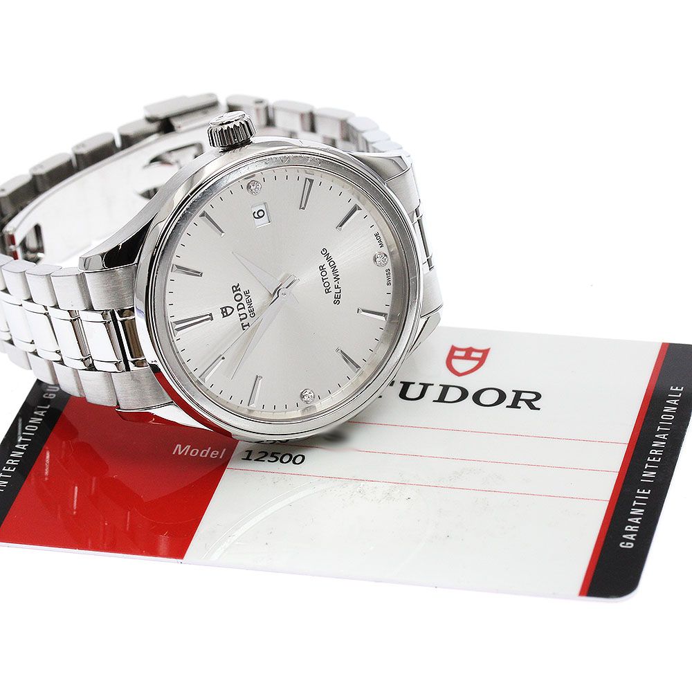 チュードル TUDOR 12500 スタイル デイト 3 Pダイヤ 自動巻き メンズ 保証書付き_932032