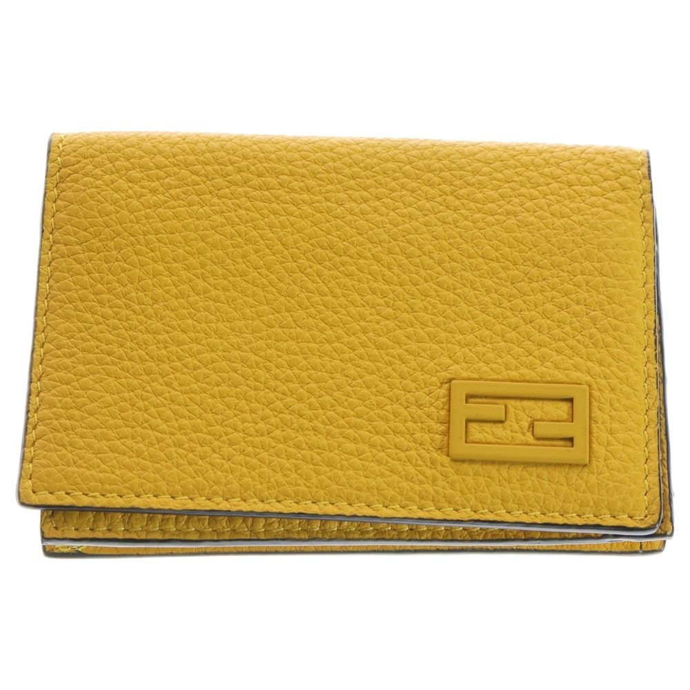 FENDI (フェンディ) ロゴプレート 二つ折り レザー カードケース