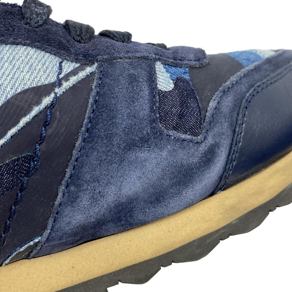 バレンチノガラバーニ スニーカー 41 メンズ - ダークネイビー×ボルドー×マルチ 迷彩柄|スタッズ|インソール取外し可 コットン レザー 夏コーデ スニーカー 