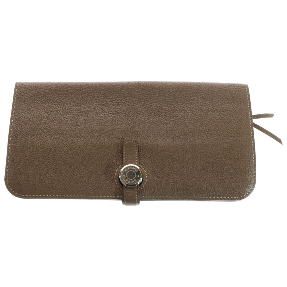 HERMES ドゴン ロング エトゥープ A刻印 HERMES (エルメス) ドゴンロング シルバー金具 Z刻印 長財布