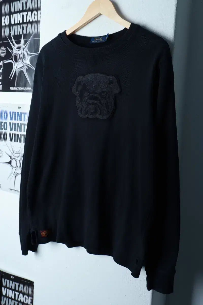 L-XL ポロ ラルフローレン 長袖Tシャツ ブルドッグ ブラック オールドスクール -16 C 54