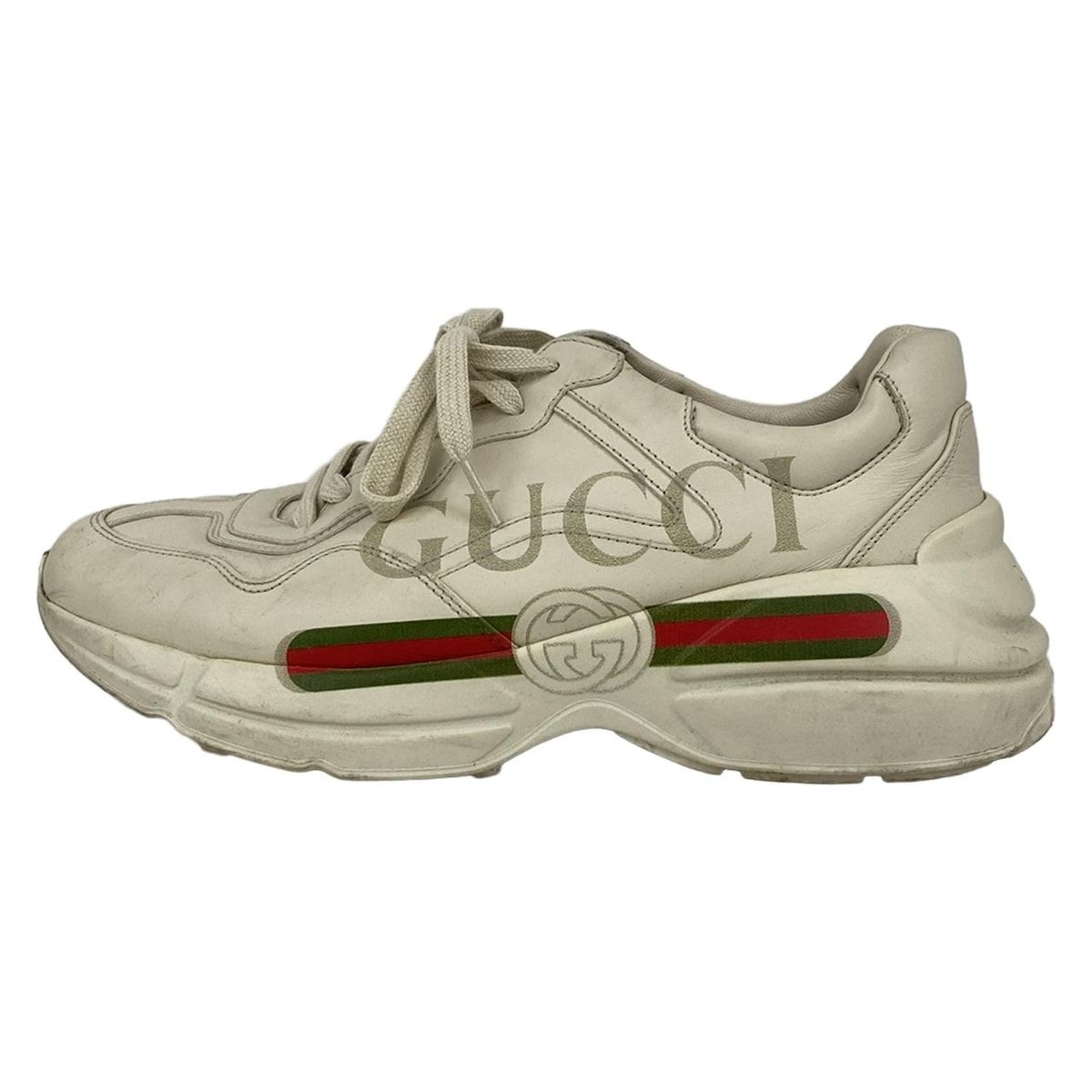 GUCCI グッチ スニーカー 8 1|2 メンズ ロゴ レザー 500877 アイボリー×グリーン×レッド