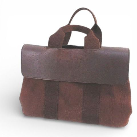 エルメス HERMES ヴァルパライソPM トートバッグ ブラウン 茶系 キャンバス地 レザー