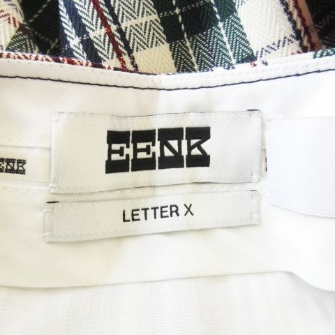 【中古】未使用品 インク EENK OPEN FRONT SKIRT BELT オープンフロントスカート ミニ チェック XS 紺 インク EENK OPEN FRONT SKIRT BELT オープンフロントスカート ミニ