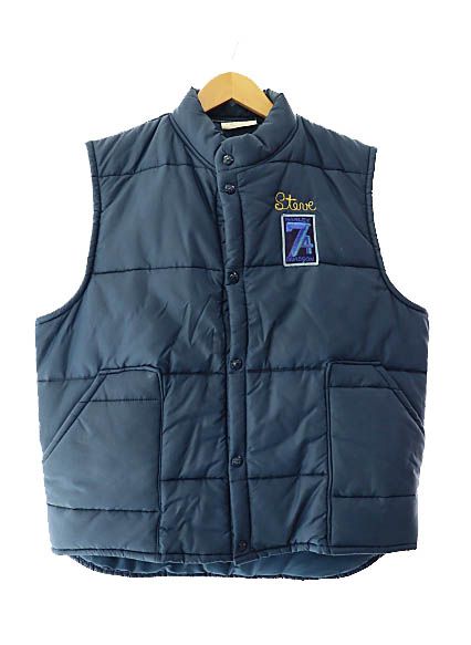 ヴィンテージ VINTAGE 70 s King Louie キングルイ 刺繍 キルティング 中綿 ベスト L 青ブルー ブランド古着ベクトル 250110